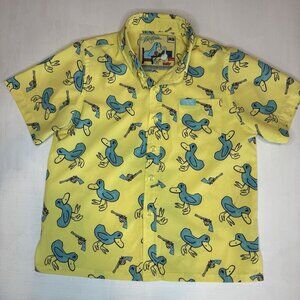 Retro Rifle Shirt Boys XS Billy Yellow Blue Ducks Button Up Short Sleeve